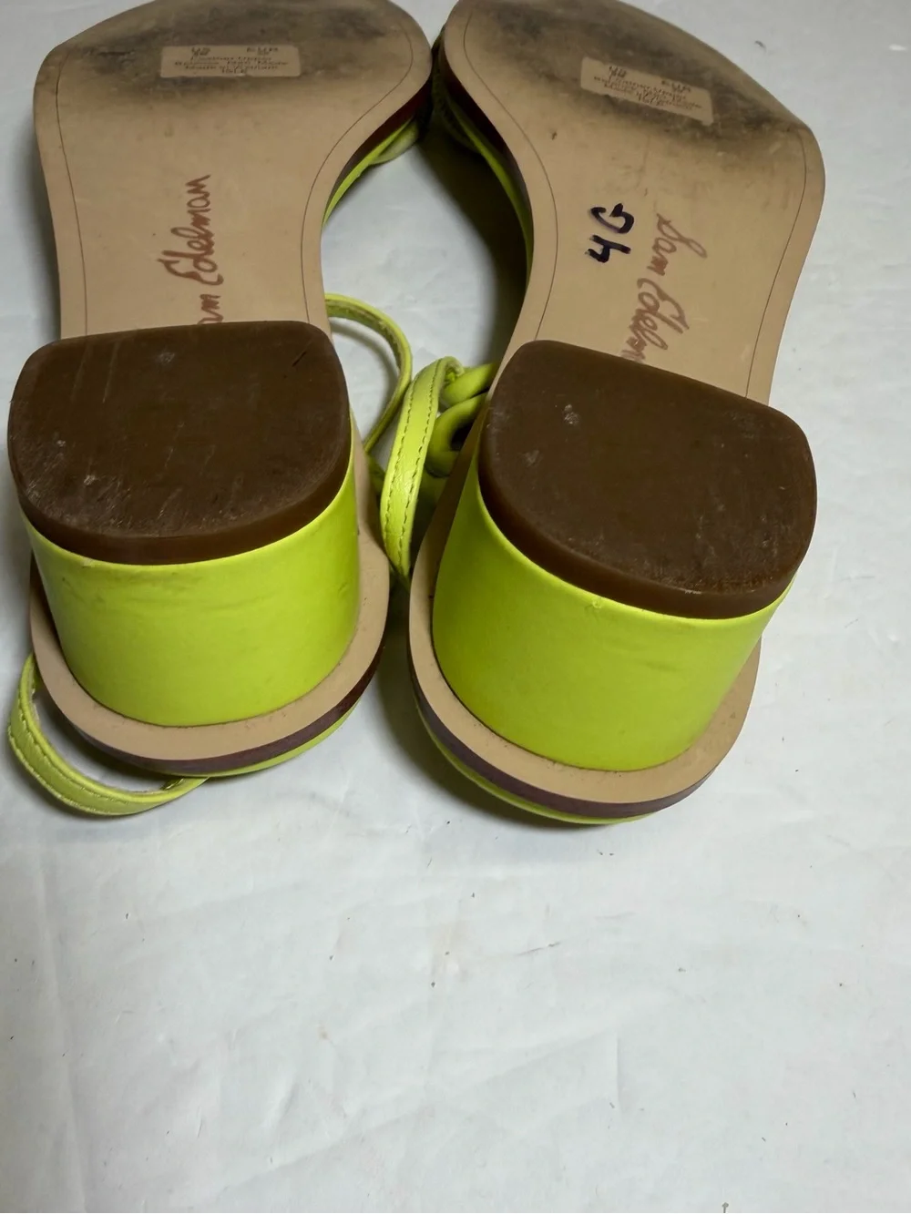 Sam Edelman Isle block heel lime yellow Strappy Toe-Ring Sandals Size 9